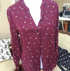 Burgundy vintage half sleeve blouse